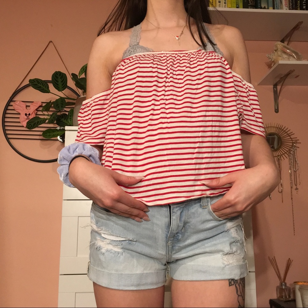 Off the shoulder striped top
